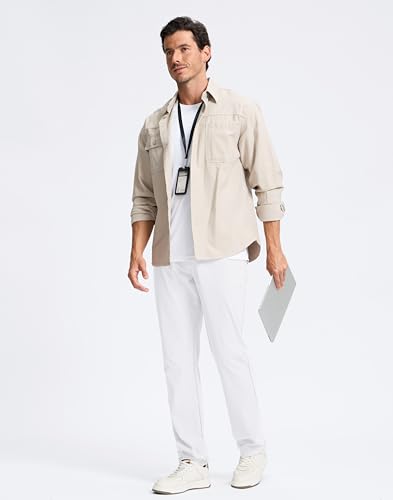 Image of Pudolla Men's Golf Pants 30 inch /32 inch /34 inch Comfy Stretch Dress Work Pants Lightweight Quick Dry Casual Slacks Trousers with Pockets