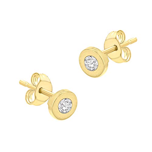 Boucles d'oreilles or jaune 9 cts anti-allergie avec oxyde de zirconium