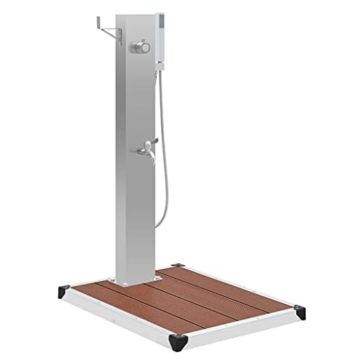 Vidaxl Ducha De Jardín Con Plato Sistema Protección Higiénica Duradera Resistente Multiuso Bonito Curvado Panel Con Base Acero Inoxidable Wpc