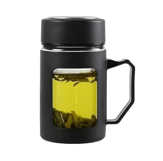Borosilicate Glass Tea Infuser Mug with Stainless Steel Filter & Lid, Heat Resistant Tea Cup with Handle for Loose Leaf Tea, Green Tea, Coffee & Hot or Cold Drinks, Leakproof Travel Mug-image-28