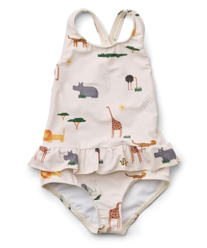 Toddler Girls One Piece Swimsuits Crossback Backless Bathing Suit Whale Dolphin Shark Swimwear with Ruffle Butt UPF50+