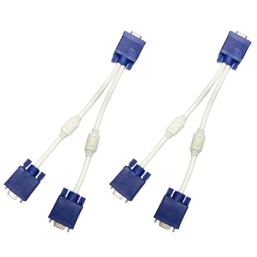Cable divisor VGA doble pantalla de 0.3 metros con dos adaptadores macho a hembra de cobre y ABS