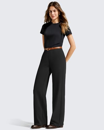 Image of G4Free EverGoing Women's Wide Leg Dress Pants Pull On Stretchy High Waisted Casual Trousers with Pockets