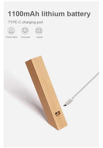 HBGFHG Moderna lámpara de escritorio de madera, construcción de madera de haya, control táctil, luz LED regulable con carga inalámbrica USB, luz de lectura ajustable para oficina en casa - imagen 6