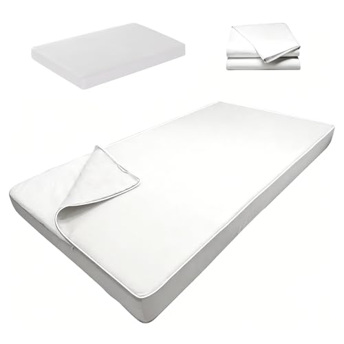 Image of Twin Size Porch Swing Day Bed Cushion Set Include Mattress with Cover,Patio Hanging Daybed Indoor Cushions Set (White, 75 * 39 * 6in)