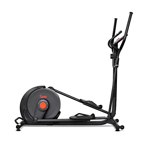 Image of Sunny Health & Fitness Elliptical Silent Exercise Machine with Long Stride | Elliptical Training with Pulse Sensor, Adjustable Resistance, Long Stride, Fully Body Workout, App Access via Bluetooth