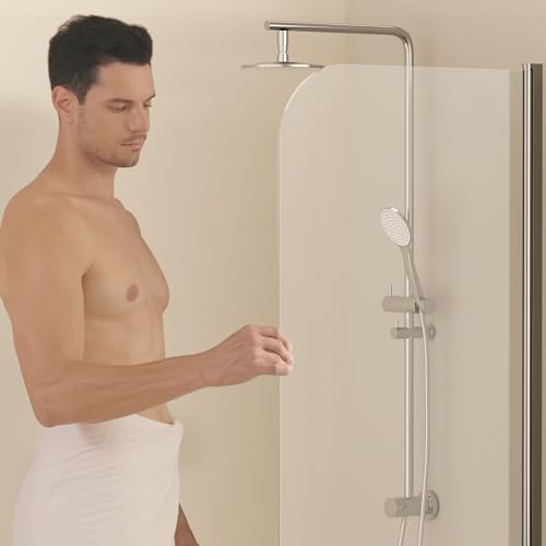 EMKE Badewanne Duschwand für Badewanne 80x140 cm, Badewannenaufsatz Faltbar Duschtrennwand für Badewanne Badewannenfaltwand 6 mm Sicherheitsglas Duschabtrennung Badewanne