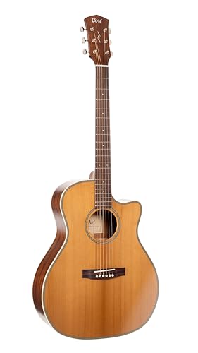 Cort Essence Series ES-GA4 Grand Auditorium Cutaway Acoustic Electric Guitar, Natural Semi Gloss...