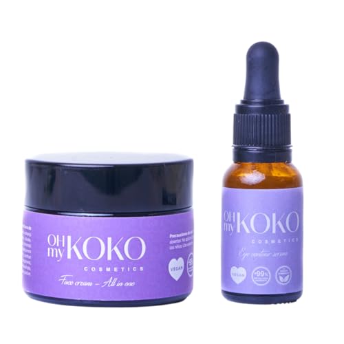 Pack cosmética. Pack 'Eternal Glow Duo'. Pack Antiarrugas, Crema Facial hidratante + Sérum Contorno Ojos. Con Ácido Hialurónico. Reduce las arrugas. Alta hidratación. Piel radiante. Cosmética natural.