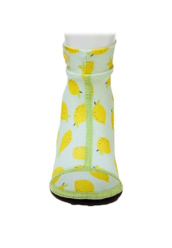 Duukies Kinder Beachsocken Lemon Mint Strandsocken Zitronen Motiv rutschfest, Farbe:Yellow, Socken:28-29