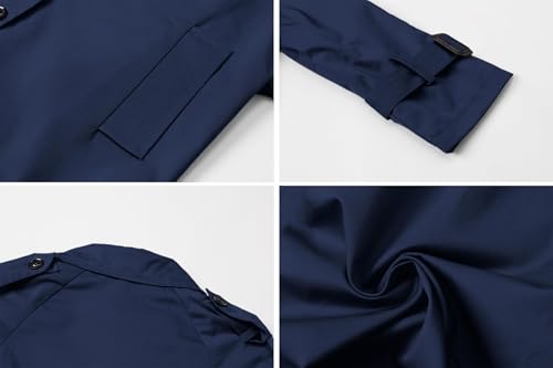 Image of Betusline Boys Waterproof Trench Coat Double Breasted Classic Belted Outwear Jacket Dress Coats