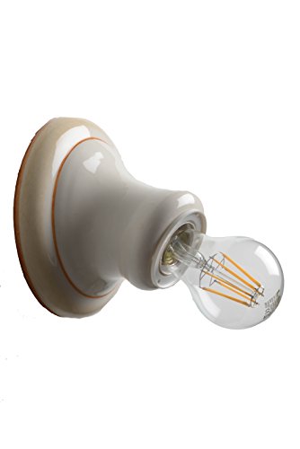 VANNI LAMPADARI - Applique da Parete Interno Petunia - Lampada da Parete in Ceramica Decorata a Mano - Applique Camera da Letto - Bagno - Cucina – Soggiorno, Ocra