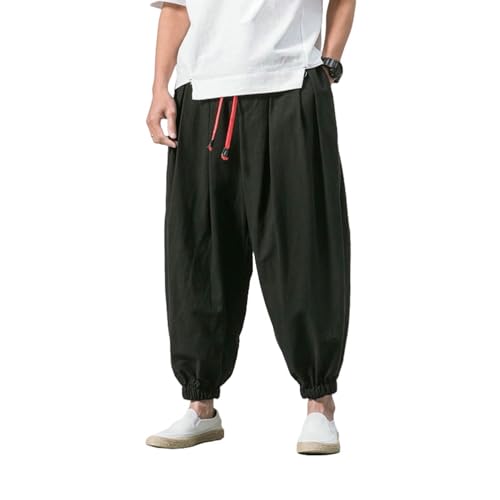 Men's Summer Trendy Loose Jogger Wide Leg Harem Cotton Linen Lantern Pants