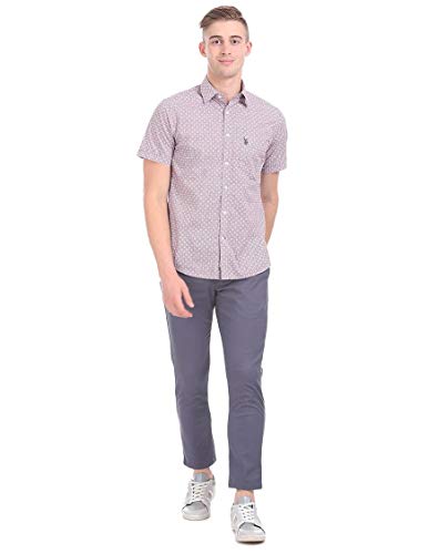 Image of US Polo Association Men's Solid Regular Fit Button Down Shirt (USSH6039H Grey, Blue and Red 3XL)