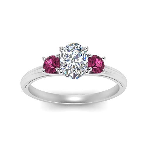 Image of Choose Your Gemstone Classic Three Stone Ring 925 Sterling Silver Oval Shape 3 Stone Engagement Rings Everyday Jewelry Wedding Jewelry Handmade Gifts for Wife US Size 4 to 12