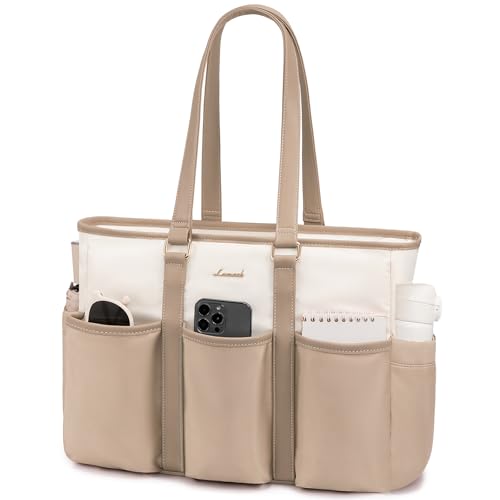 LOVEVOOK Teacher Tote Nurse Bag for Women Work, 15.6 Inch Laptop Bag for Women With Large Cup Holder, Utility Everything Bag For Travel College Daily, Large Computer Purse Handbag, On The Go Tote