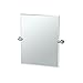 Gatco 4689SM Channel 24" Frameless Rectangle Mirror, Chrome/Wall Mounted Pivoting Beveled Frameless Bathroom Vanity Mirror with Chrome Brackets