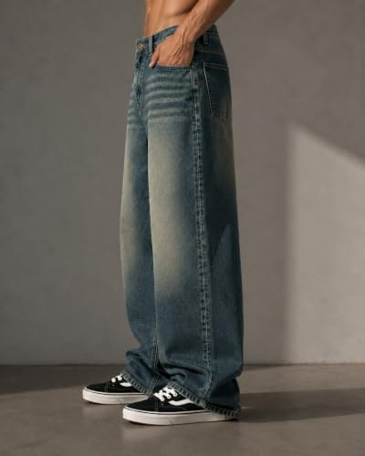 Men’s Whisker Green Baggy Fit Jeans High Rise Denim Pants for Men Relaxed Loose Fit Casual Jeans Stylish Everyday Wear - Image 5