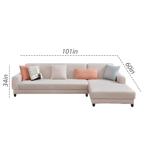 Image of Casaliving- Kaven 5- to 6-Person Sofa L Shape Sofa Set for Living Room (Cream Fabric) (Cream Colour Fabric) Premium Fabric Sofa
