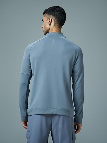 Image of TECHNOSPORT Men's Slim Fit Mock Neck SOID Sports Sweatshirt with Elasto Plus