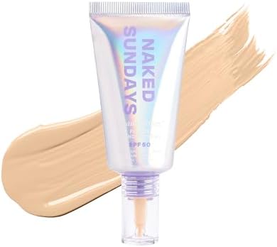 Naked Sundays BeautyScreen™ SPF 50 Peptide Foundation Tint – Tinted Sunscreen & Skincare Makeup with Zinc Oxide, Niacinamide – Lightweight Natural Coverage, 2.5 Light Neutral, 1.01 oz