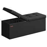 SONGMICS 43.3 Inches Folding Storage Ottoman Bench with Flipping Lid