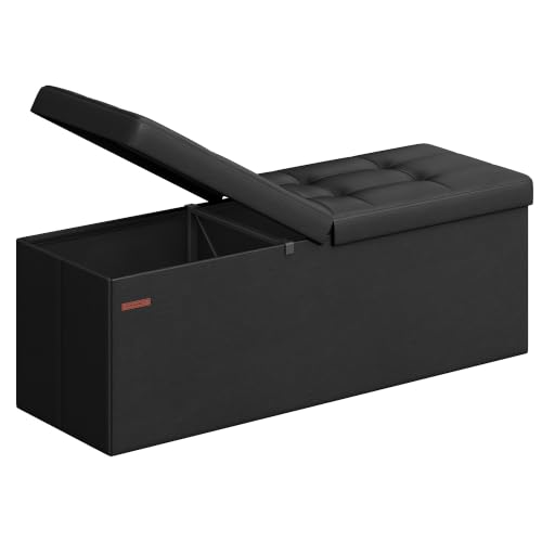 Image of SONGMICS 43.3 Inches Folding Storage Ottoman Bench with Flipping Lid