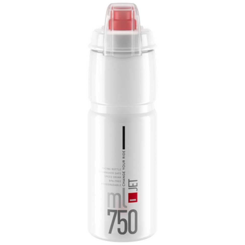ELITE Jet Plus Water Bottle Clear Red Logo – Large Capacity Cycling Bottle with Easy Squeeze Design – Lightweight & BPA-Free – 750ml – For Road Bike, MTB & Gravel Cycling