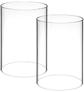 Kichvoe 2 Pcs Hurricane Candle Holder:Clear Glass Cylinder Candle Holder Decorative Pillar Stand Sleeve,Open End Shade for Wedding Party Table Centerpiece, ...