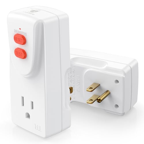 OAONAN GFCI Adapter 15 Amp 3 Prongs Grounded 5 Years Warranty GFCI Plug Portable Plug-in Ground Fault Circuit Interrupter to Protect Electric Safety for Pressure Washer Hot Tub Air Conditioner