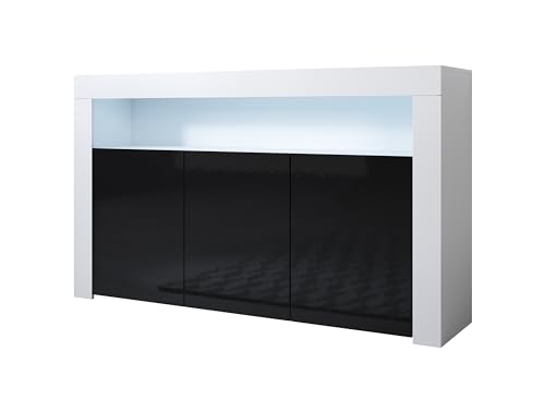 MB Muebles Bonitos - Buffet Salle à Manger Aker - Bahut Salon Design Moderne avec Éclairage LED -...