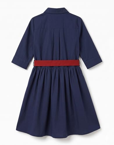 Image of A.T.U.N. (ALL THINGS UBER NICE) Girls 100% Cotton Shirt Dress with Belt | Button-Down Dress with Collar Neck | Soft Breathable Kids Outfit for Girls
