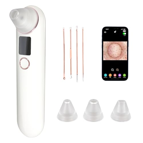 Limpiador de poros y espinillas, con cámara HD 1080p, 3 modos, aspiradora de vacío para limpieza facial, tratamiento del acné, para el cuidado de la piel, para mujeres y hombres, color blanco