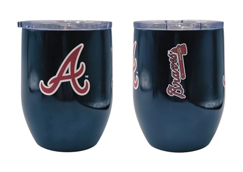 Logo Brands MLB 16oz Gameday Curved Beverage Stainless Steel Travel Tumbler (Atlanta Braves)