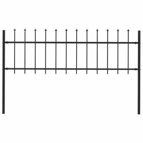vidaXL Valla de Jardín con Puntas de Lanza Acero Cercado Metal Paneles de Valla Barrera Perimetral Segura Ocultación Decorativa Estable Negro 1,8m