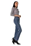 Nina Carter Q1897 Damskie dżinsy bootcut w stylu retro z wysokim stanem, elastyczne dżinsy, spodnie dżinsowe w stylu used-look, spodnie dzwony, XL Szczupły