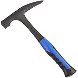 KEILEOHO 32 oz Matte Rock Pick Hammer With Skid Handle, 12 Inch All Steel Geologist Hammer, Drop Forged Masonry Hammer with Frosted Black Pointed Tip and Non-Slip Shock Absorbing Grip for Mining, 2lbs