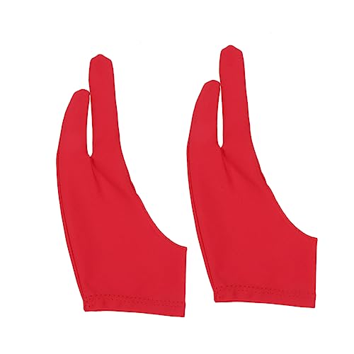 BEBEMOKO 2 Pcs Artist Two Finger Painting Gloves Sketch Gloves for Drawing Size Red for Artists and Illustrators