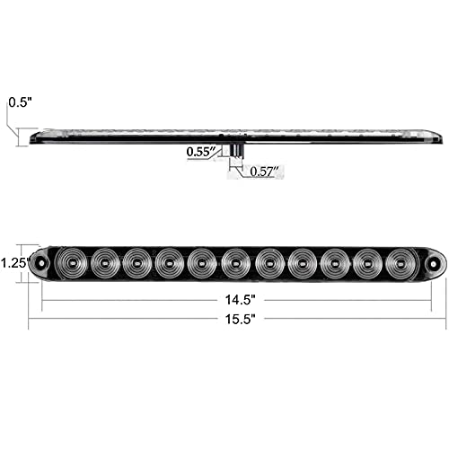 Image of Partsam 2pcs White+ 2pcs Red 15 inch 11-LED Flange Mount Trailer Truck Stop Turn Tail brake Warning Light Bar(Total of 4 pcs)
