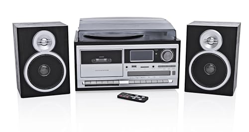 Weltbild Kompaktanlage DAB+ mit Plattenspieler – Digitalradio, CD, Kassette, USB, SD/MMC – Inkl. Fernbedienung, 3 Geschwindigkeiten, MP3-Funktion