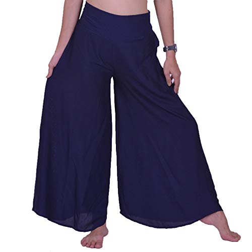Lofbaz Women's Wide Leg Palazzo Pants Yoga Lounge Hippie Harem Flowy Trousers Juniors Girls Printed Spring Travel Swimsuit Cover Up Beachwear Slacks - Dark Blue #6 M
