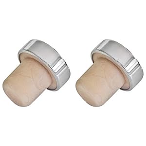 FACKELMANN Chrome wijnflessluiting 3cm 2 stuks van kurk/kunststof, zilver/beige, 3 cm, 2