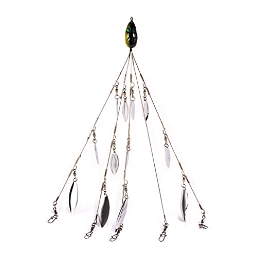 AwnsIMfreien Fishing Lures Bass Alabama Umbrella Rig Bait 5 Arms Ultralight Artificial Tripod for Fish 12 Willow Leaf, Alabama Umbrella Rig