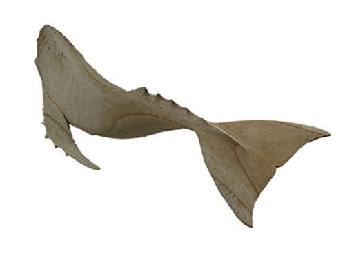 Estatua de ballena jorobada de madera natural tallada 20 pulgadas miniatura 3