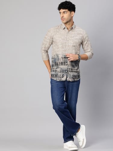Image of Majestic Man Stylish Ombre Print Pure Cotton Casual Shirt for Men