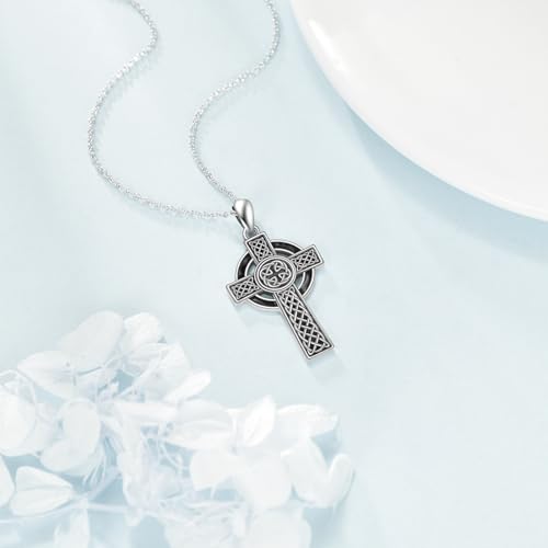 Celtic Cross Necklace Sterling Silver Celtic Cross Pendant Cross Jewelry Gifts for Women Men4