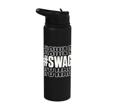 Hashtag Swag Modern Minimalist High-Contrast Typography Stainless Steel Insulated Water Bottle