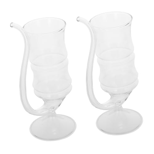 LIGIGWASH 2 piezas Copa Cóctel de Vidrio con Diseño Bambú y Base Copa Alta Transparente para Fiestas y Bebidas Casa Reutilizable
