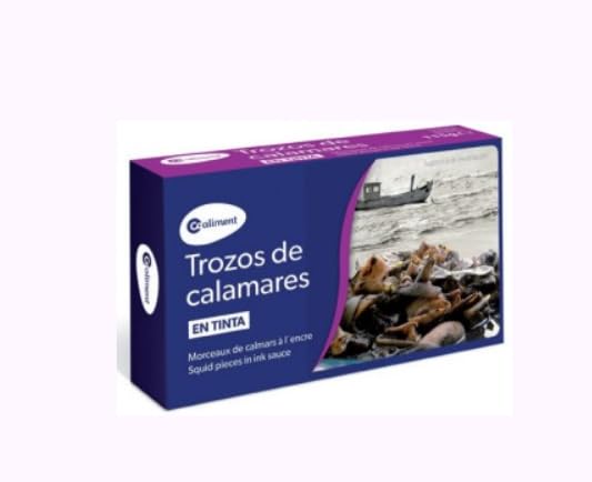 Tintenfisch-Stücke in Tinte, Trozos de Calamares en Tinta, 72g, 6er Pack