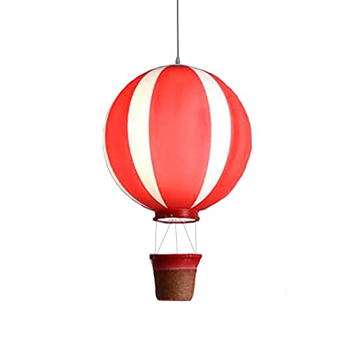 Lustre montgolfière rouge luminaire plafond enfant 30x50cm